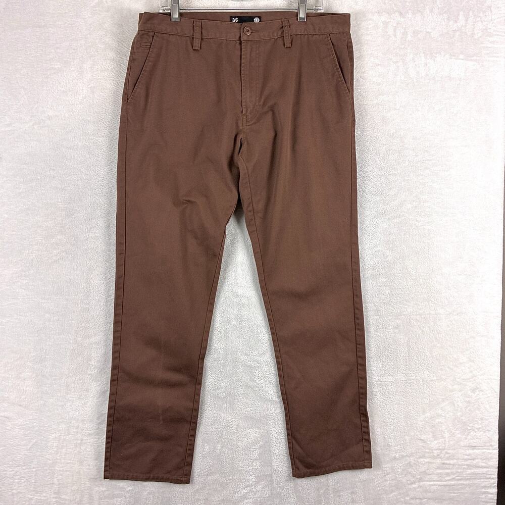 VTG Element Pants Men 36 Brown Jeremy Fish Twill Chino Preppy Skate Workwear Y2K